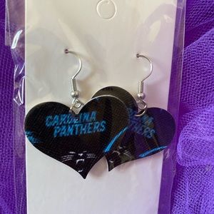 NFL Carolina Panthers faux vinyl leather earrings